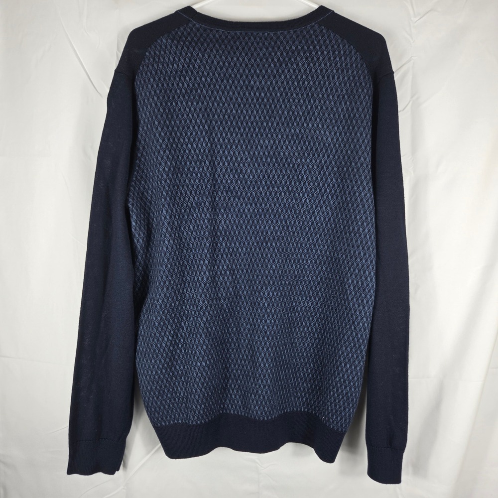 Alan Flusser Classic Mens Navy Blue Merino Wool Blend Cardigan Sweater Large NWT - Picture 3 of 11